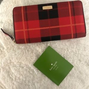 Kate Spade Red Plaid Continental Wallet